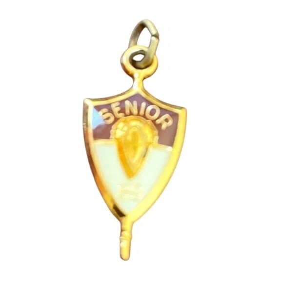 Vintage Jostens SLU 89 Enameled Maroon & Gold Senior Charm Shield Class Pendant