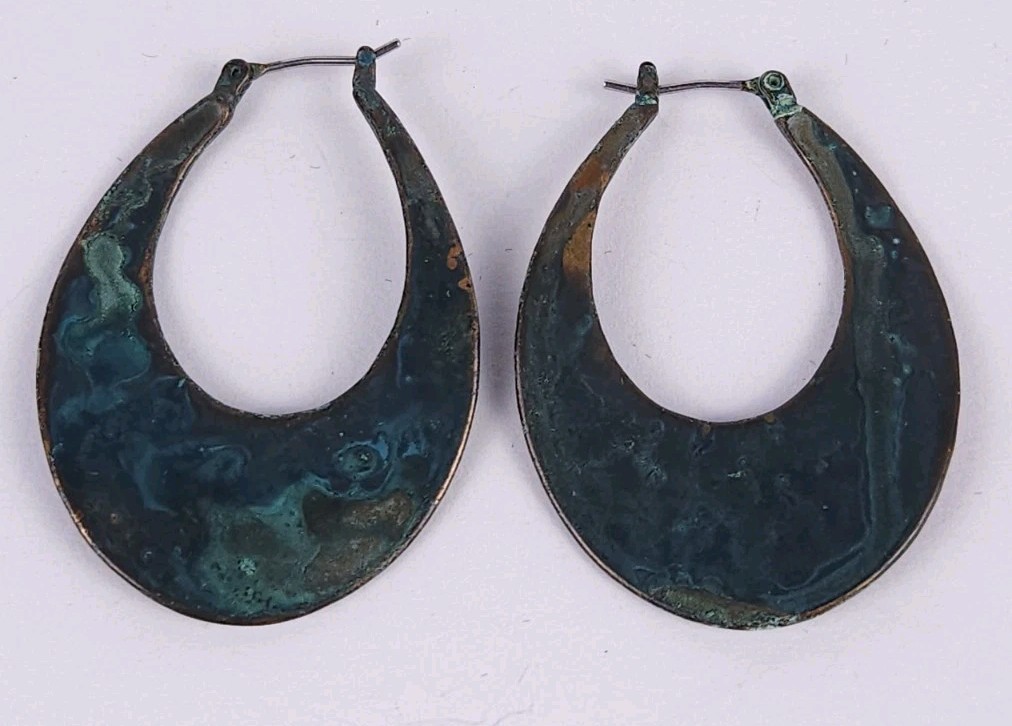Teardrop Verdigris Copper Swirl Dipped Turquoise Blue Earrings – KC Makers Mark