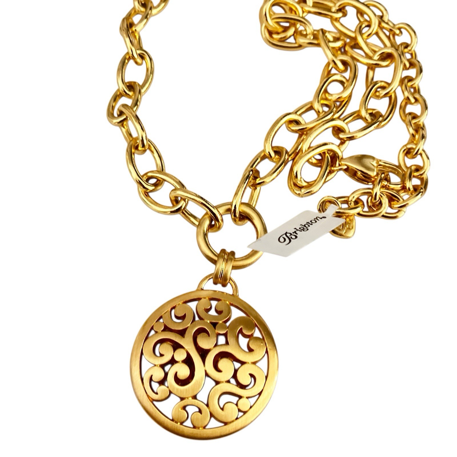 Brighton Contempo Gold Necklace NWT Medallion Scroll Pendant JM7428 Adjustable