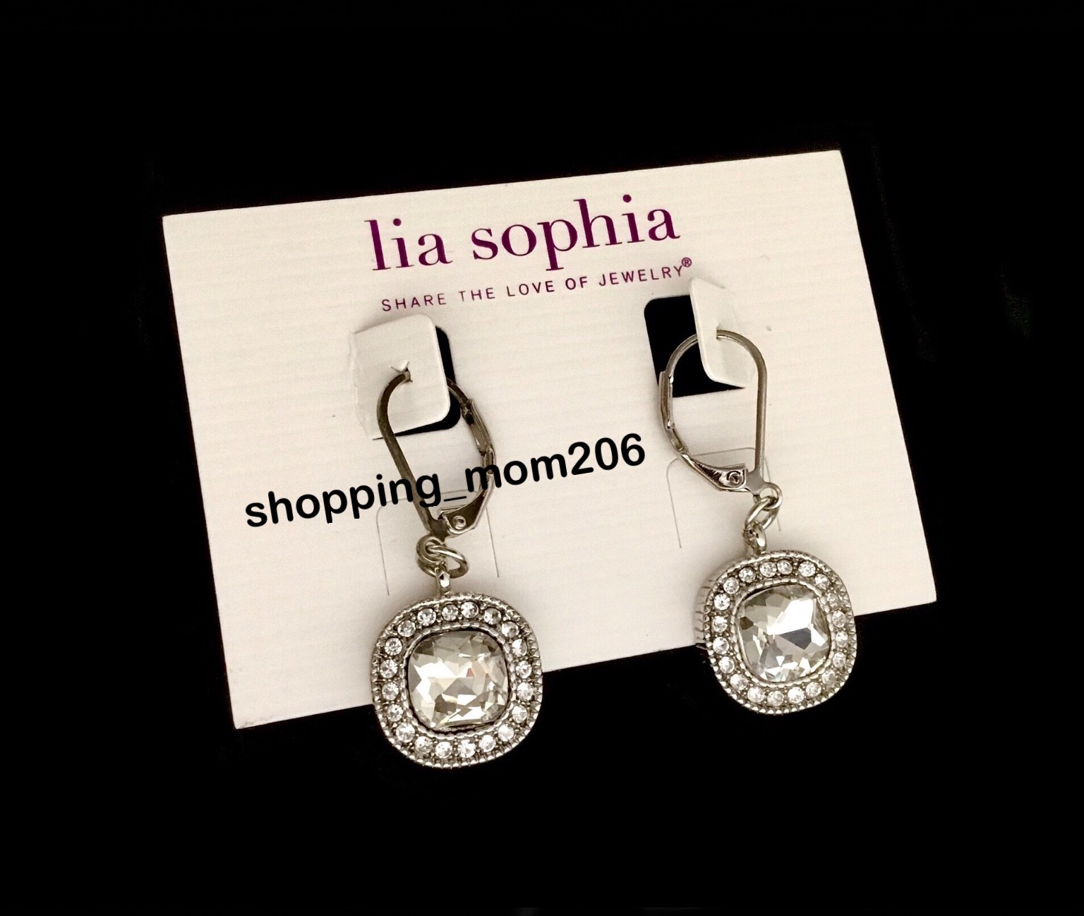 Lia Sophia “Bella Donna” Silver Tone w/Faceted Cut Crystals Drop Earrings