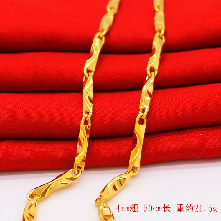 22K 23K 24K Thai Baht Yellow Gold minimalist necklace for men and women