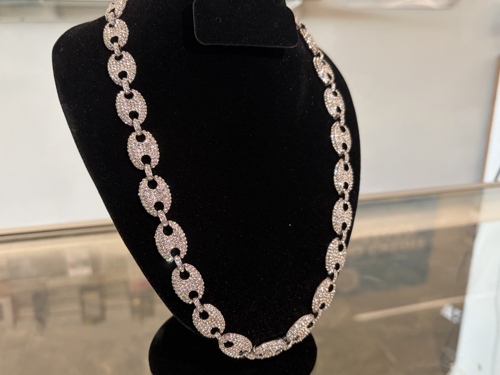 Silver Tone Pavé 925 SILVER VVS MOISSANITE 22 INCH CHAIN NEW