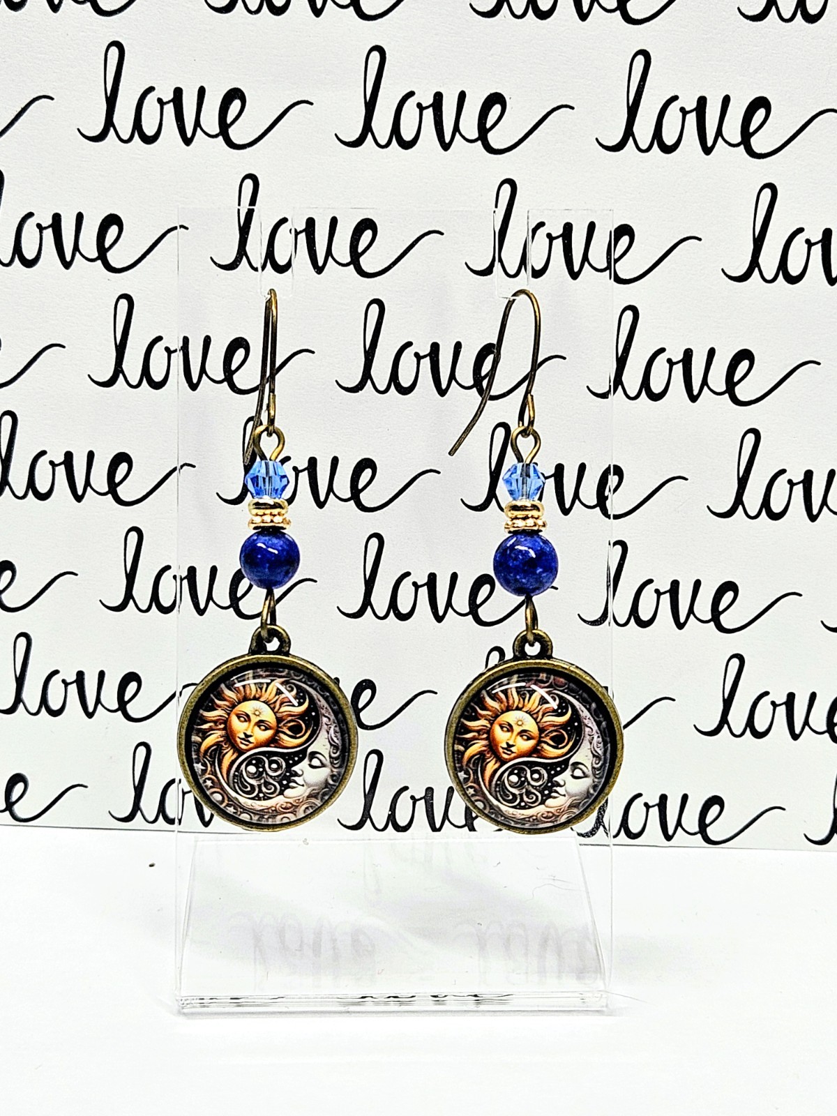 New Celestial Zinc Alloy and Glass Dangle Earrings