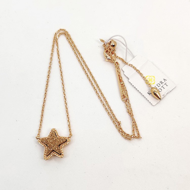 New Kendra Scott Jae Star Rose Gold Pendant Necklace In Rose Gold Drusy