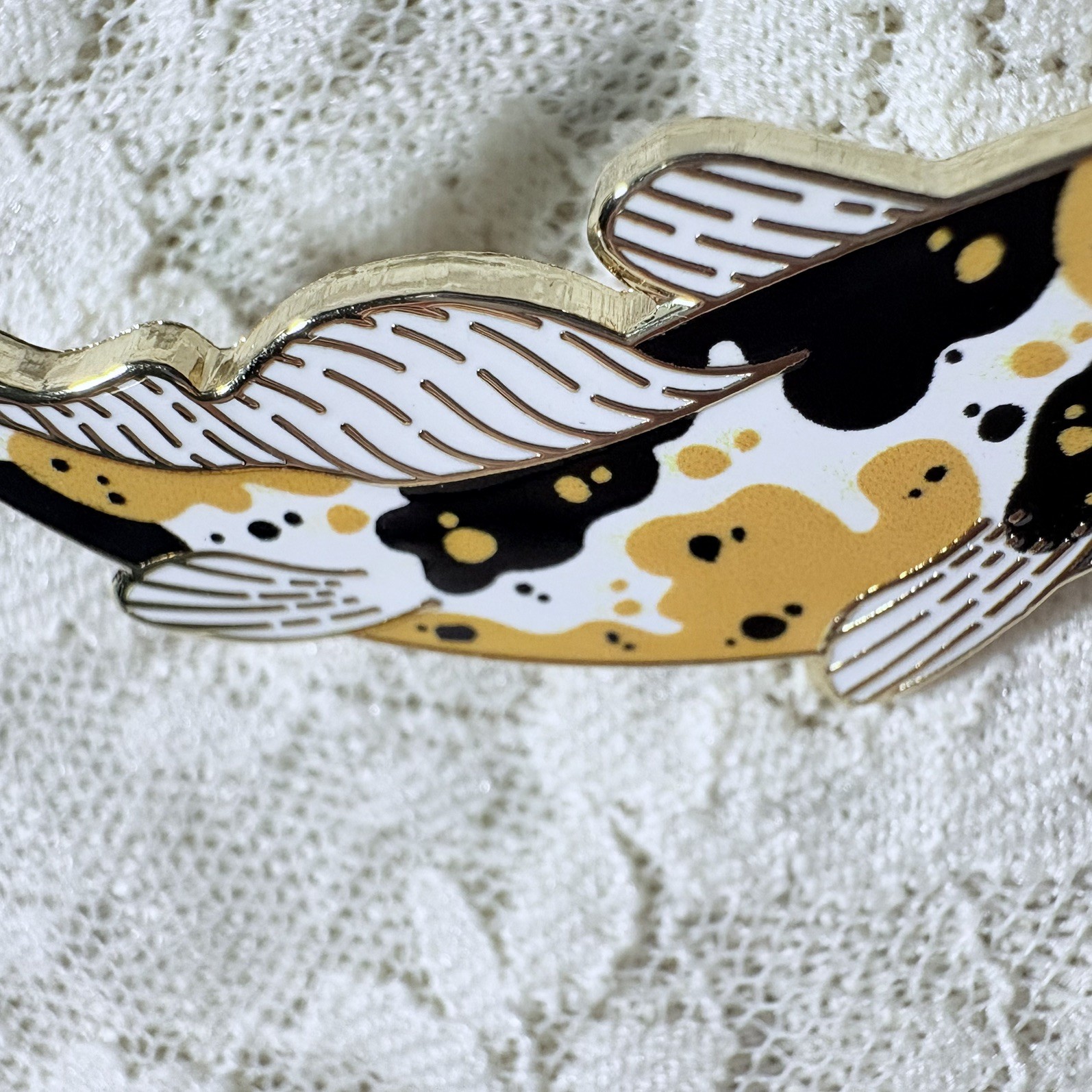 Ki Kumonryu Koi Fish Enamel Pin | Yellow and Black Koi | Pin Collector Gift