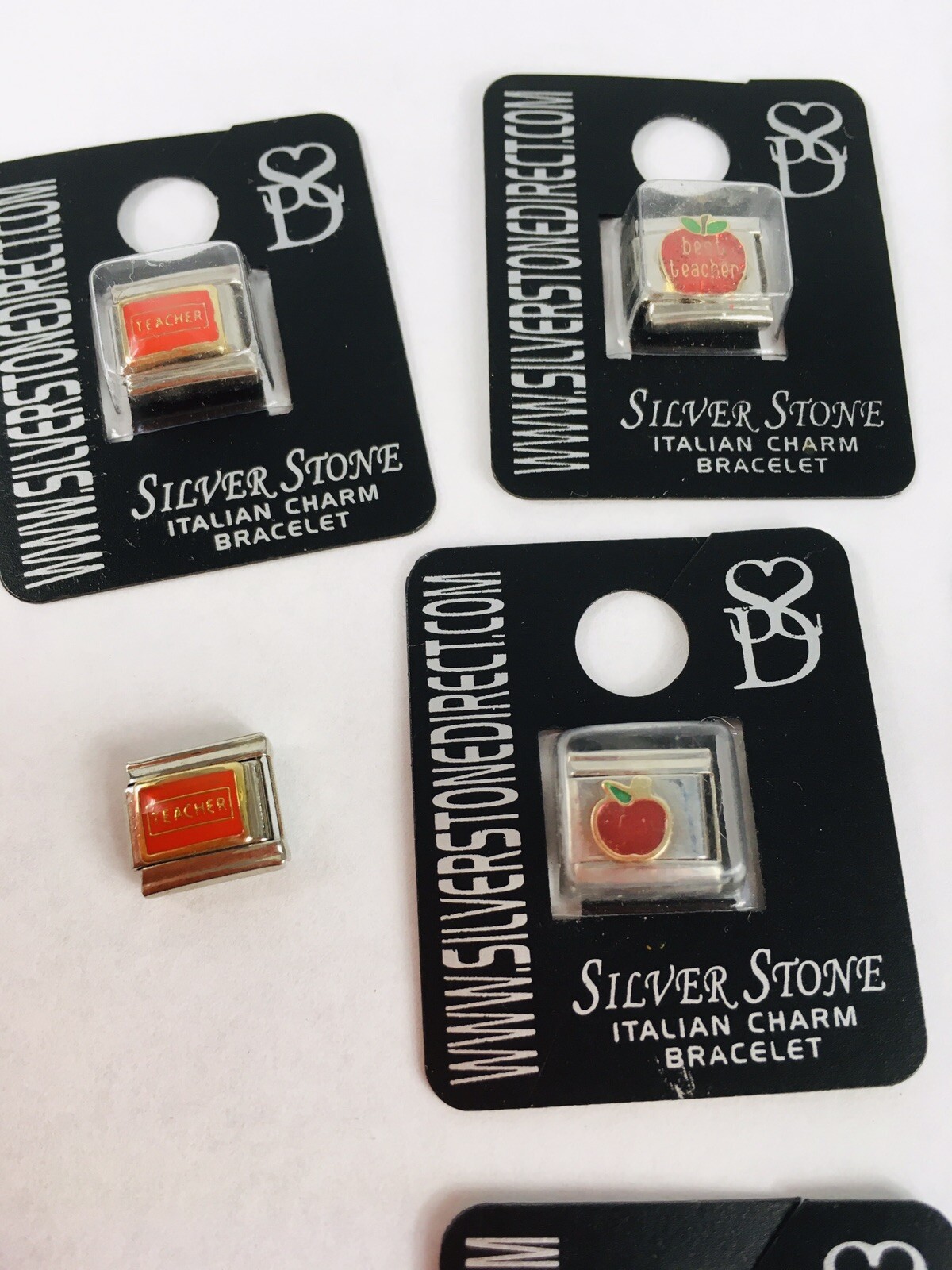 Italian Modular Charm Bracelet Lot 28 Link 9mm Teacher Apple School Stainless