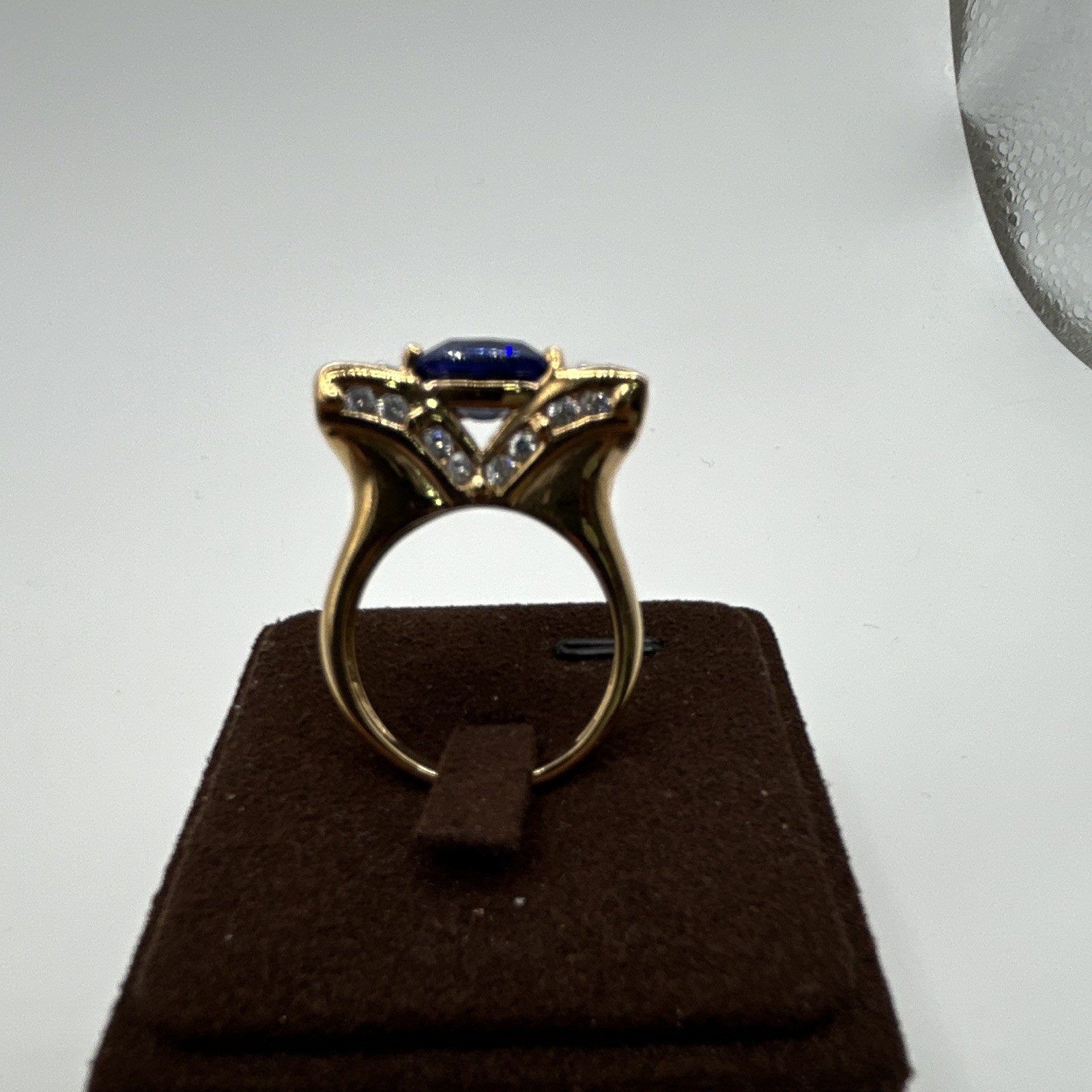 Ring Sterling Silver Gold Plated Blue Tanzanite 9.75mm