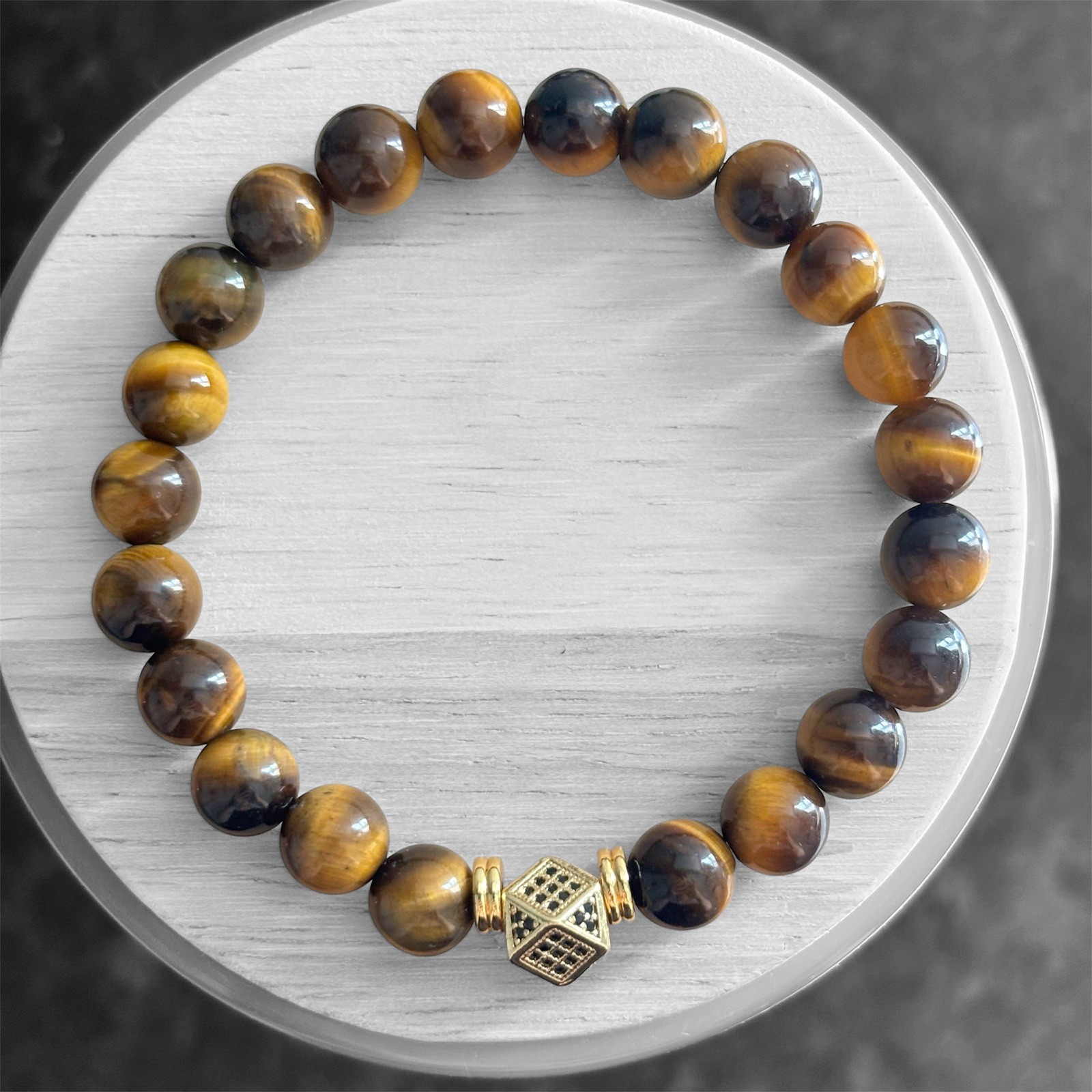 Handmade Tiger Eye Gemstone Bracelet Howlite Stone Protection Jewelry Gift