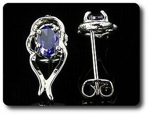 Earrings Amethyst 0 3/32×0 9/32in Gold Plated White 18 K