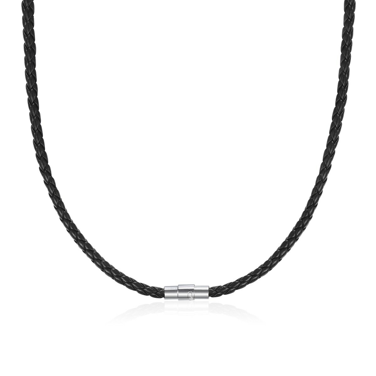3mm Black Rope Leather Cord Chain Necklace Stainless Steel Magnetic Clasp 16-24“