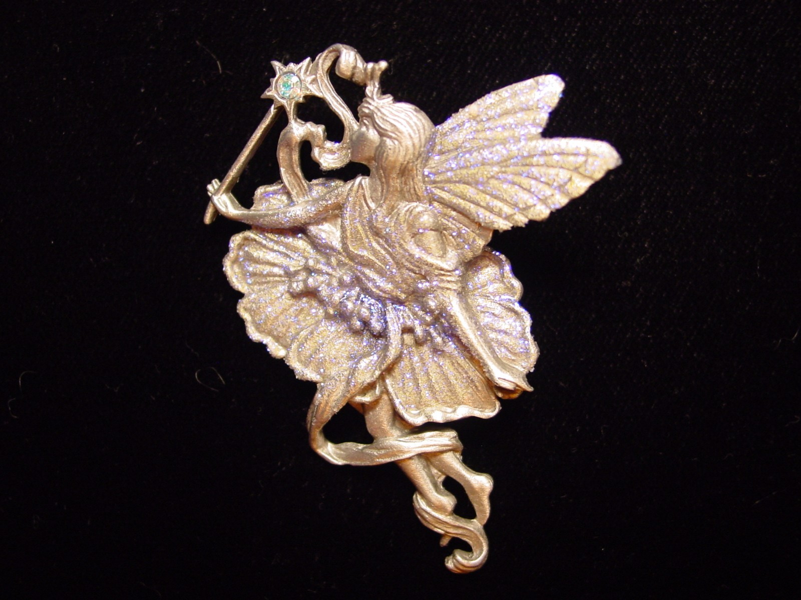 “JJ” Jonette Jewelry Silver Pewter WINGED Ballerina FAIRY Pin w-EXTRA GLITTER