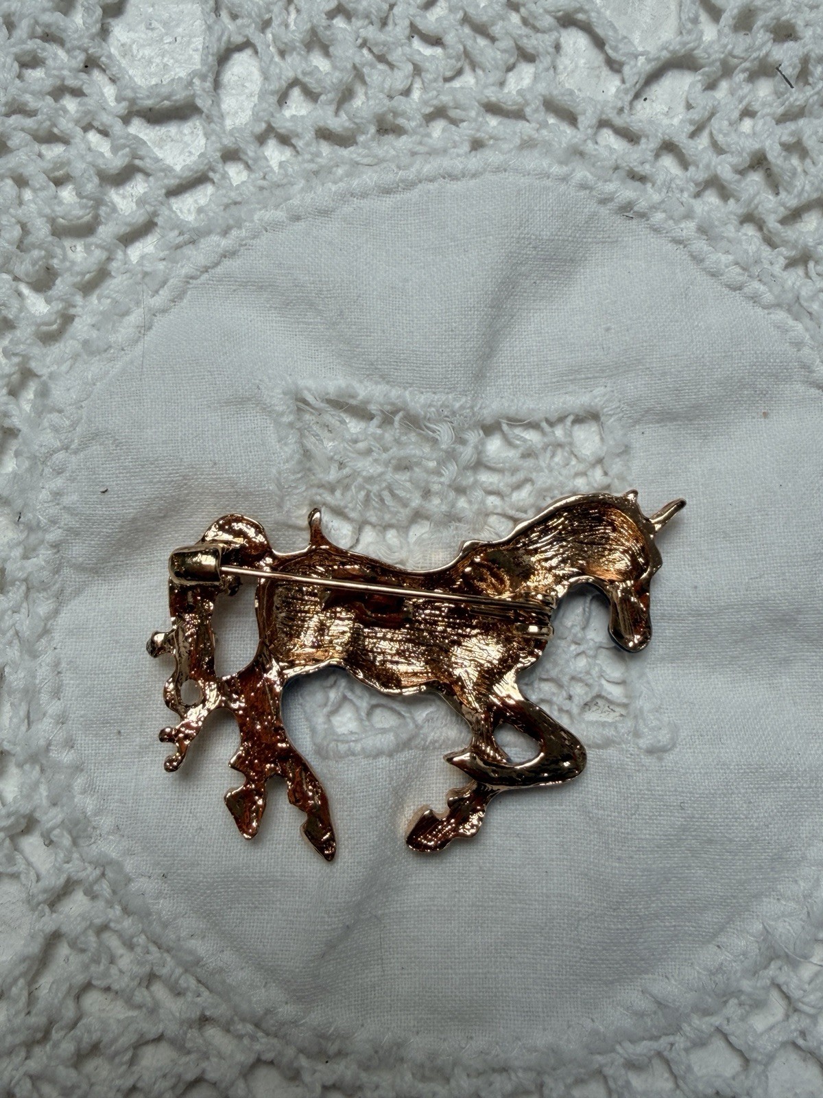Blue Gold Red Green Enamel Horse Brooch Pin Animal Fantasy Theme Metal