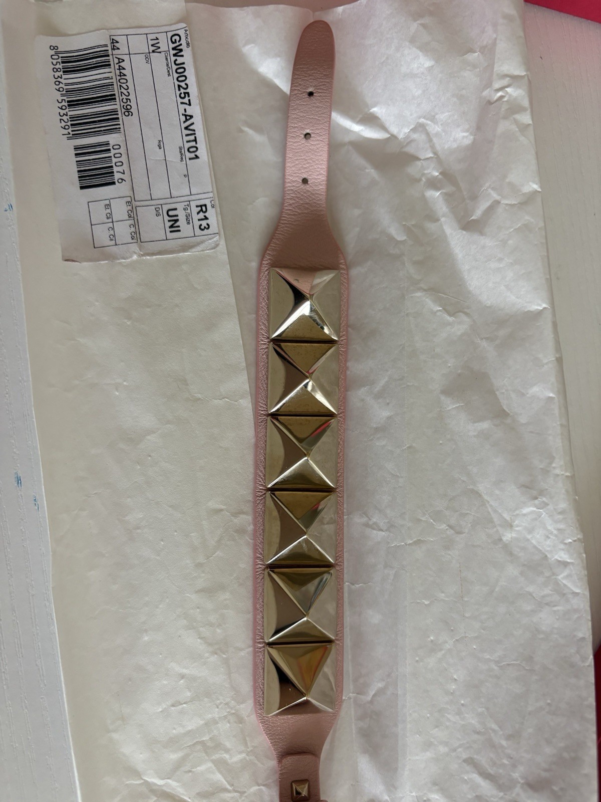 Valentino Garavani Rockstud Leather Bracelet large pink Gold