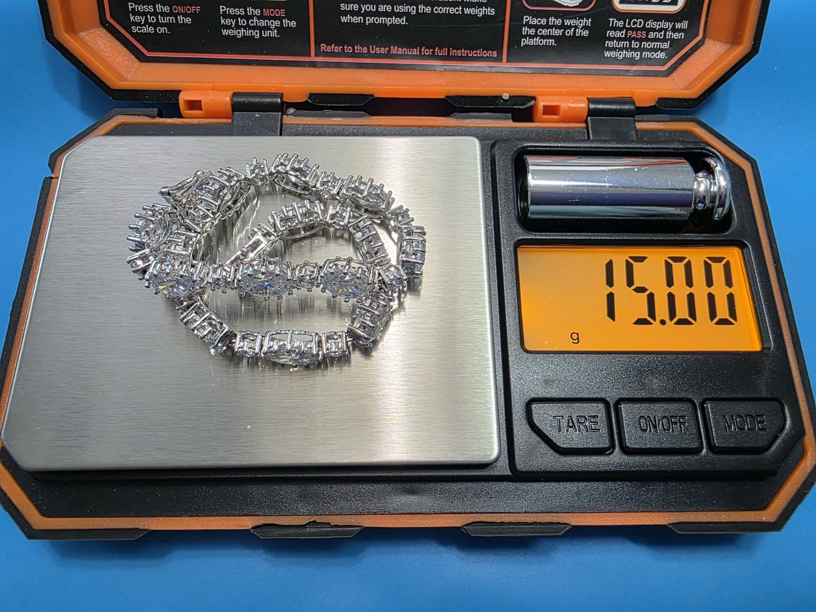 Stauer DiamondAura Riviere Bracelet Sterling Silver Marked 925 Length7.5