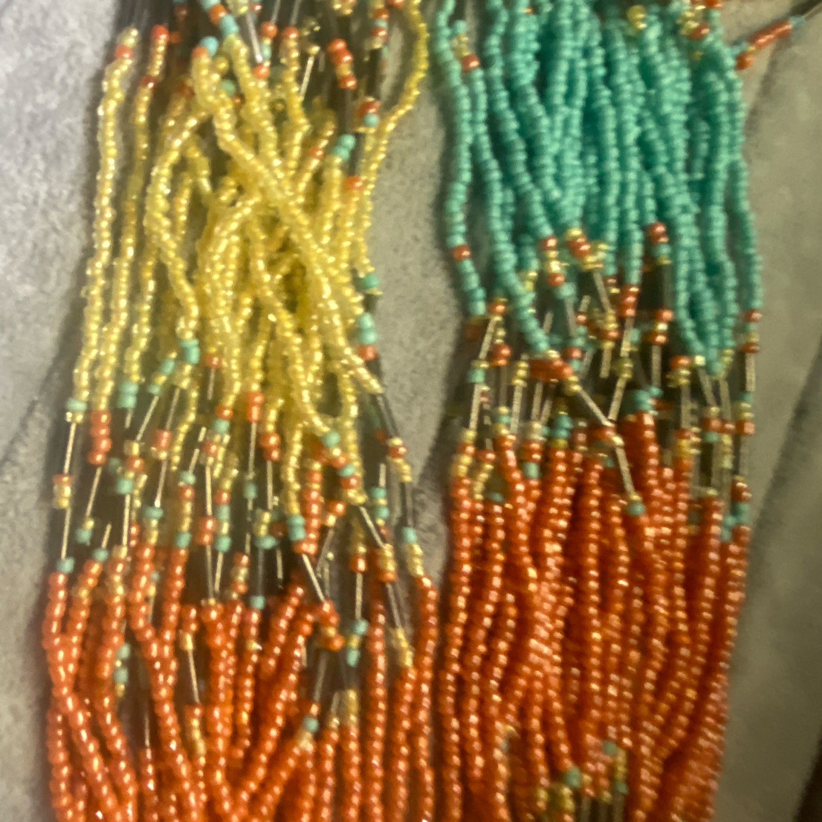 Multicolor Glass Seed Bead Multi-Strand Necklace & Dangle Earrings Set