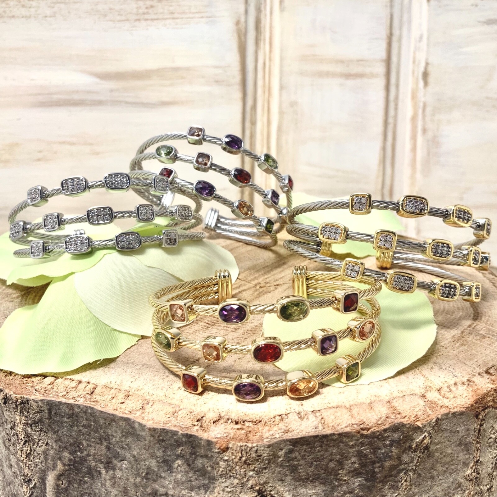 Triple 3mm cable cuff bracelet gold Plated stunning trendy hot must have items