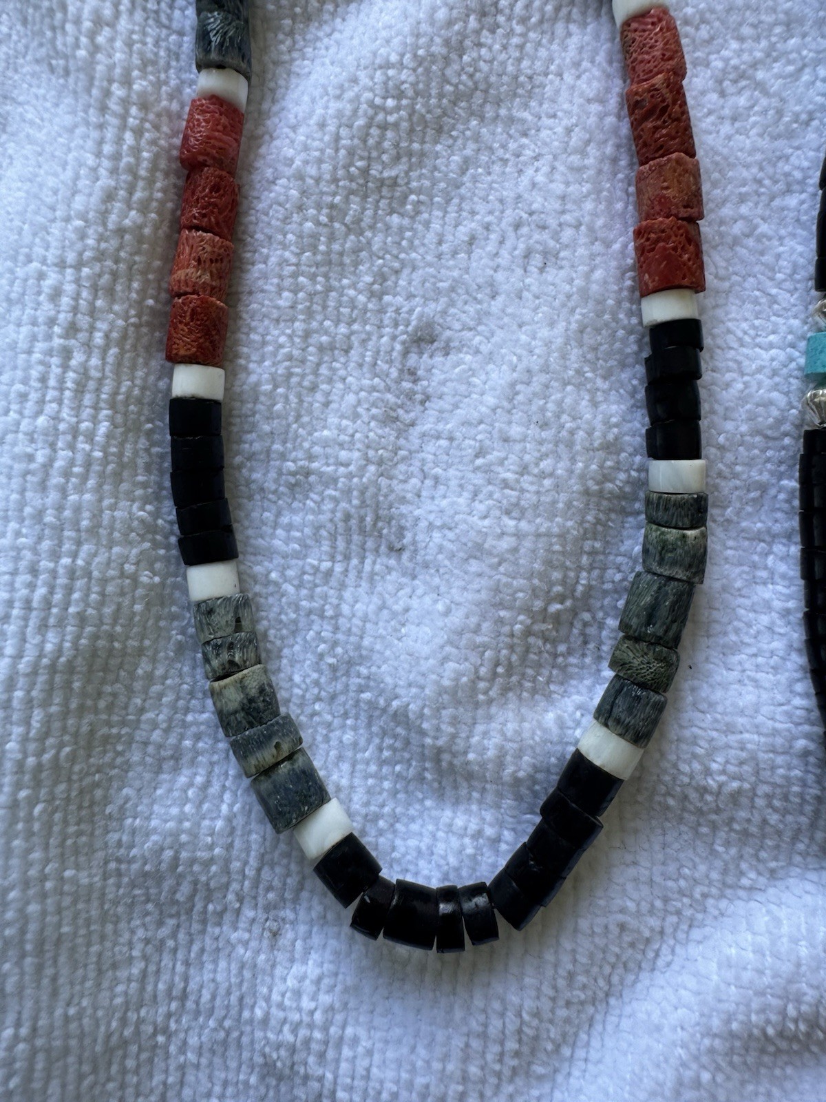 turquoise, Silver, Brown Beaded Necklaces. Set Up Two.