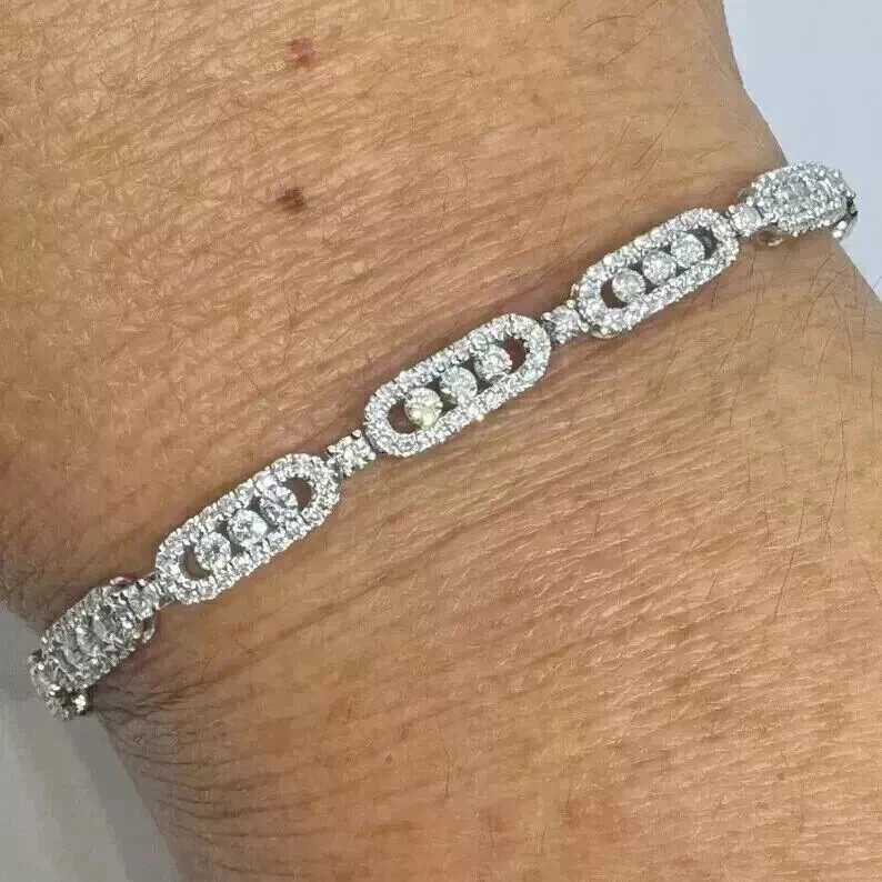 5ct Round Cut Simulated Diamond Stunning Tennis Bracelet 14k White Gold Plated