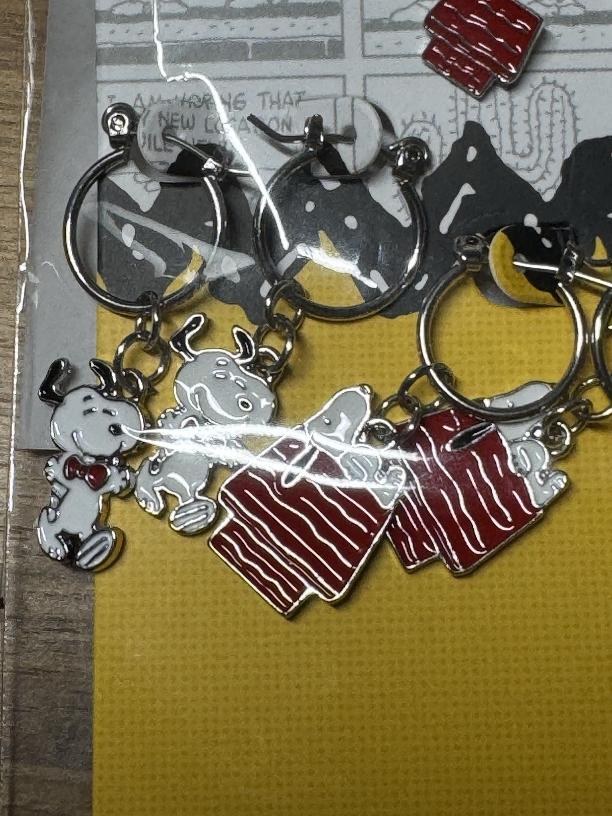 Peanuts Snoopy & Woodstock Earrings Doghouse Hoops Happy Dance NWT