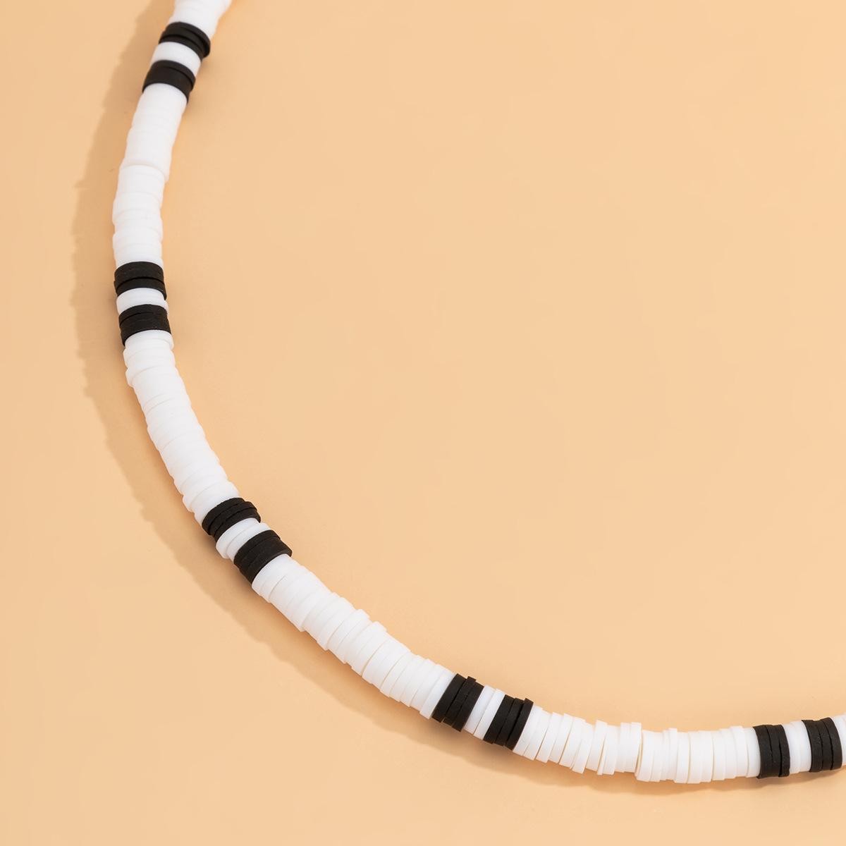 Bohemia Polymer Beads Necklace for Men Women Black White Collar Jewelry