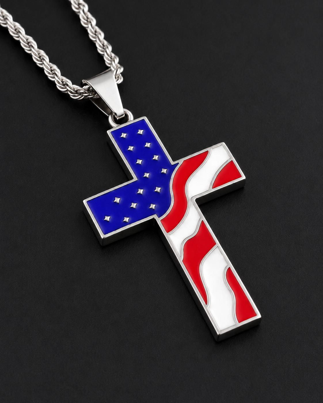 usa flag cross pendant