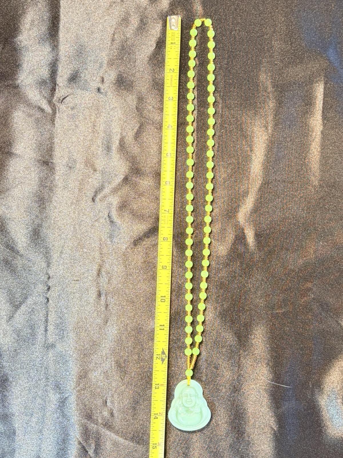 Green Chaldecony Big Belly Buddha W/plastic/resin Accent Beads