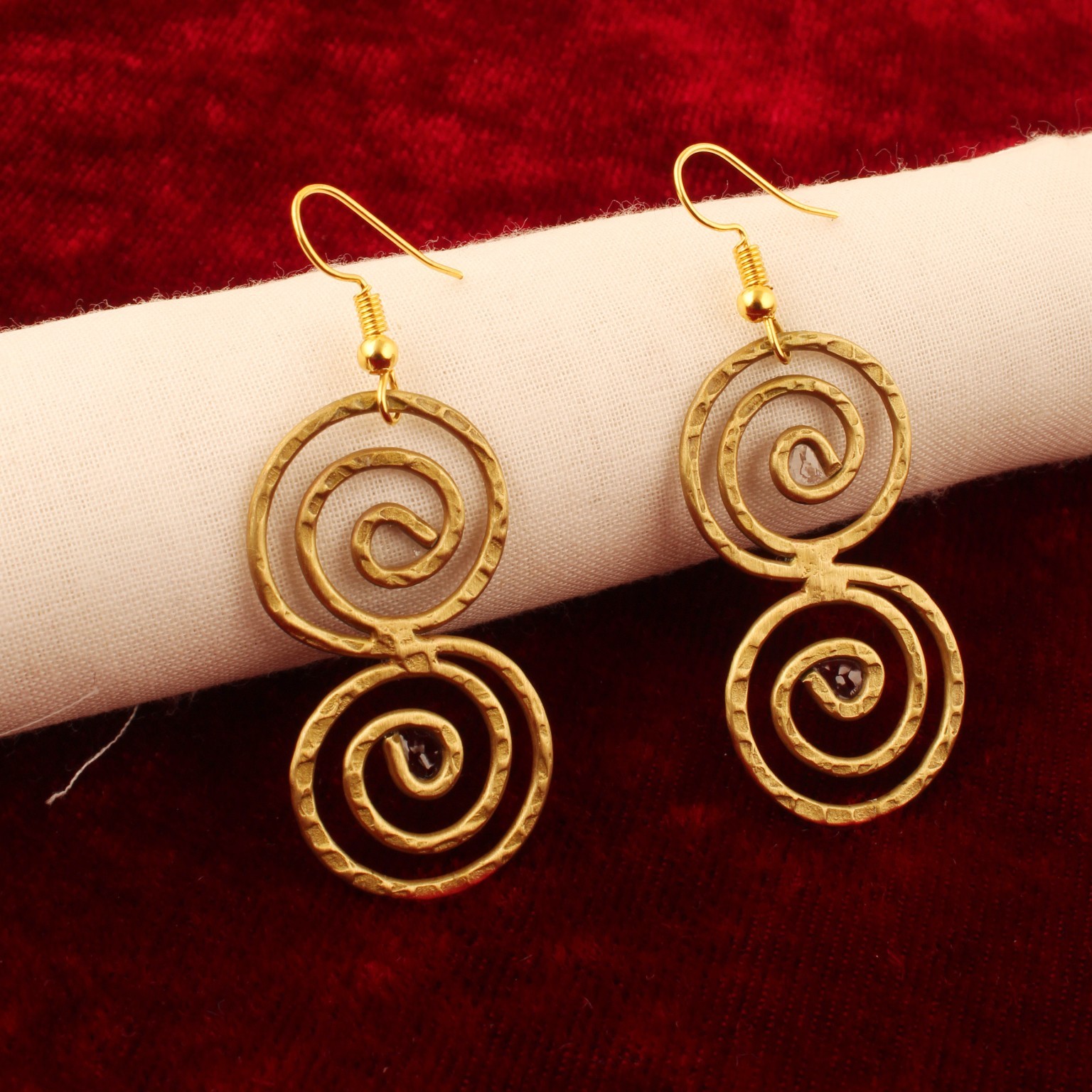 Gold & Silver Plated Double Spiral Dangle Earrings for Women Earring