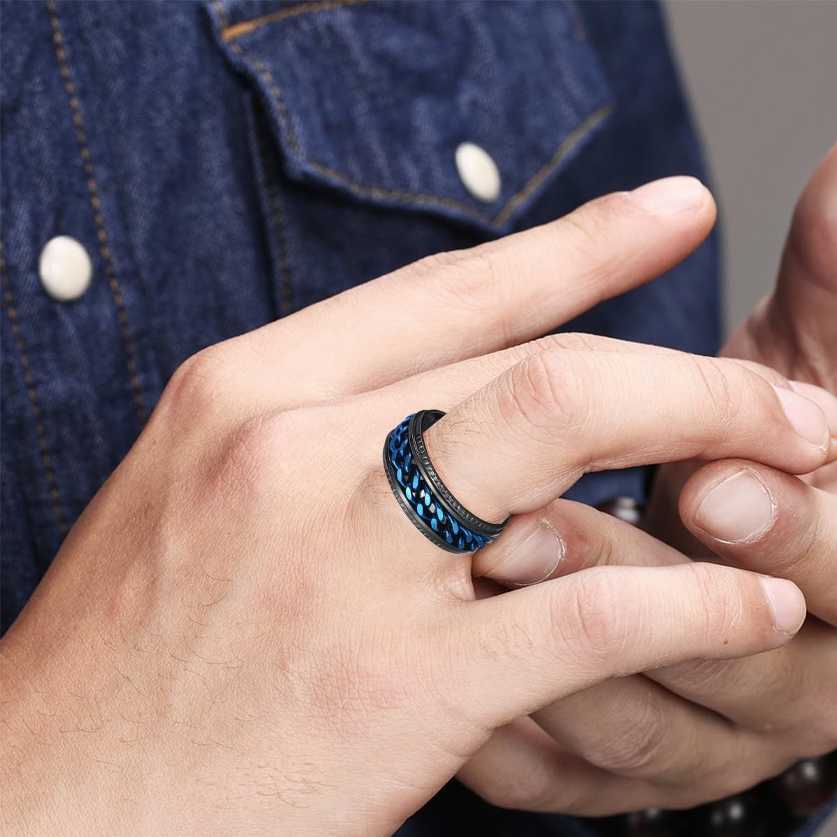 Mens Fidget Rings Anxiety Rings for Men Womens Chain Spinner Rings for Adults…
