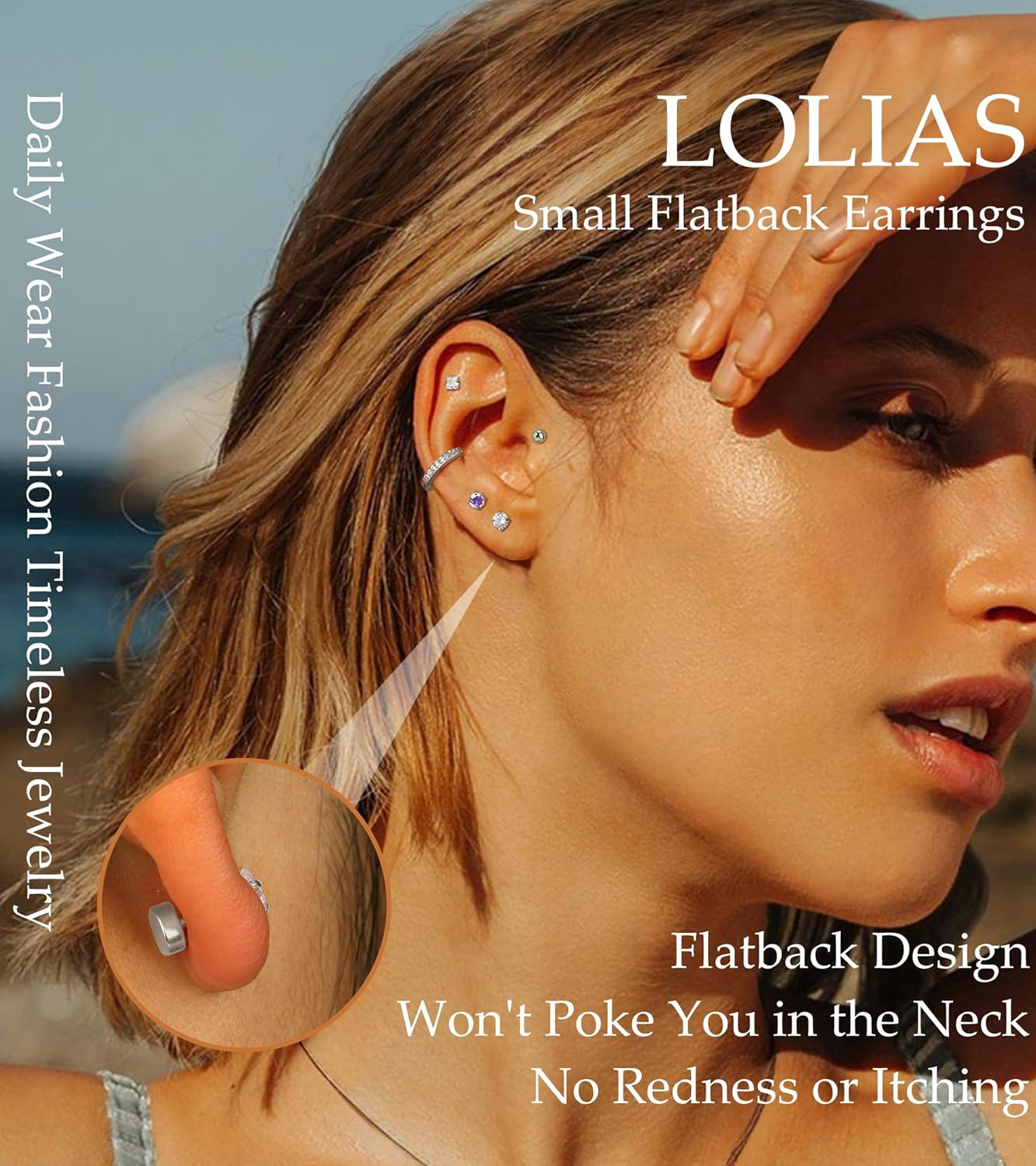 Hypoallergenic Surgical Steel Earrings for Sensitive Ears-20G Flat Back Earrings