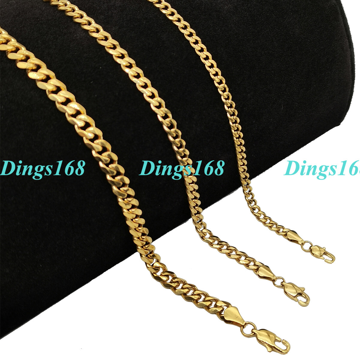 Mens 18K Yellow Gold Plated GP Tarnish-Resist 7mm Cuban Link Chain Necklace P062