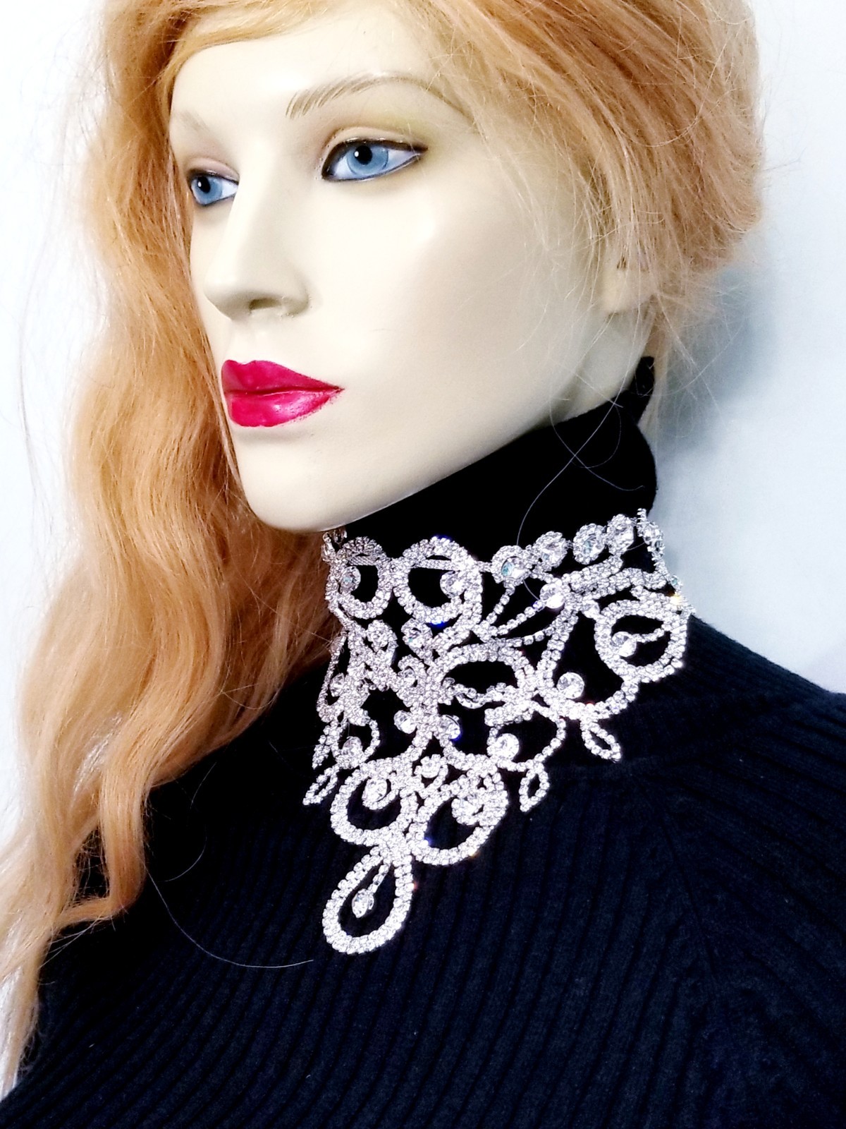 Clear Crystal Choker Rhinestone Crystal Necklace Bridal Prom Pageant Jewelry