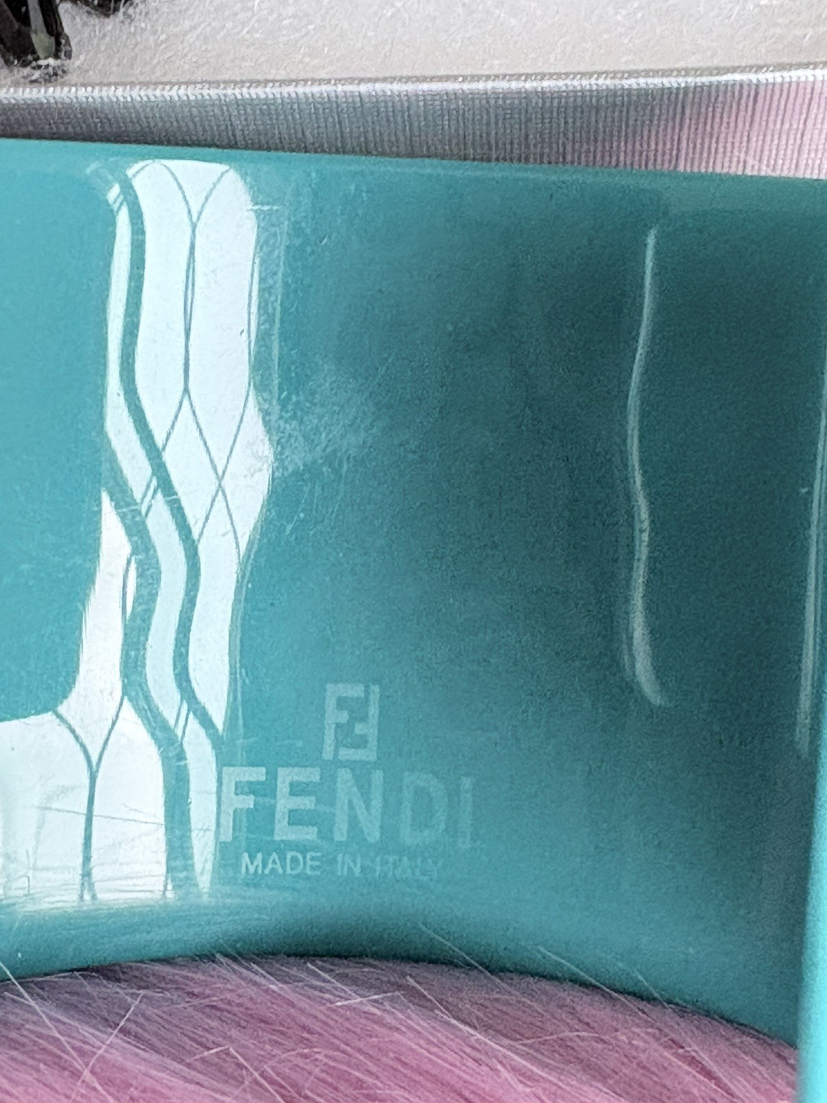 PRE-LOVED BLUE FENDI FF CUFF Resin Cuff Bracelet – Fair Condition