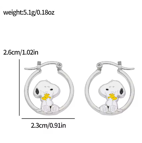 Cute Woodstock Friend Snoopys Hoop Earrings Clip Dangle Gift Earring 1 Pair Set