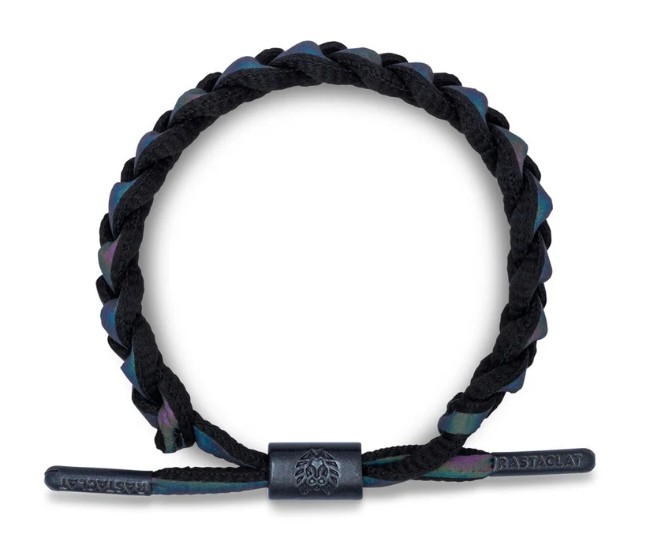 Rastaclat Black Iridescent Shoelace Void Reflective Braided Bracelet