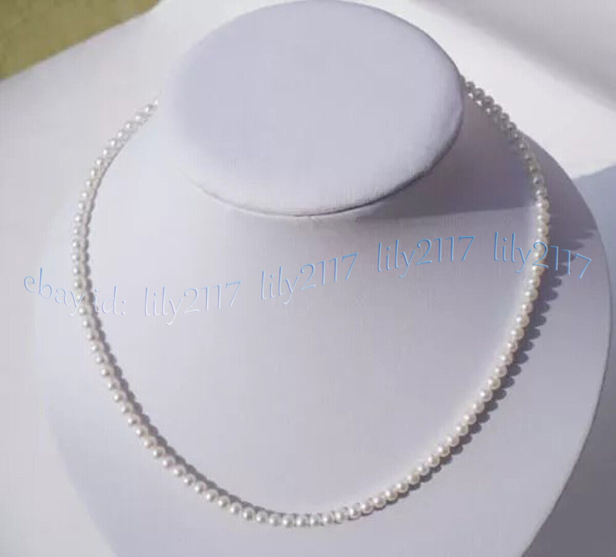 Mini AAA+ 3-4mm Real Natural White Akoya Pearl Necklace 14-36” 14k Gold Clasp