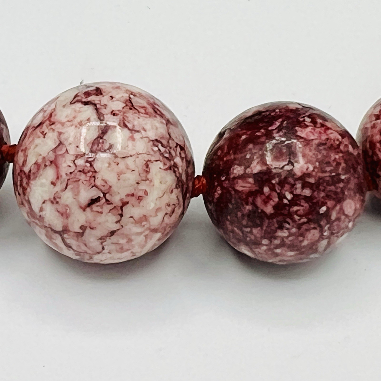 Vintage Chunky Raspberry Jasper Stone Necklace Graduated Beads 24” Statement