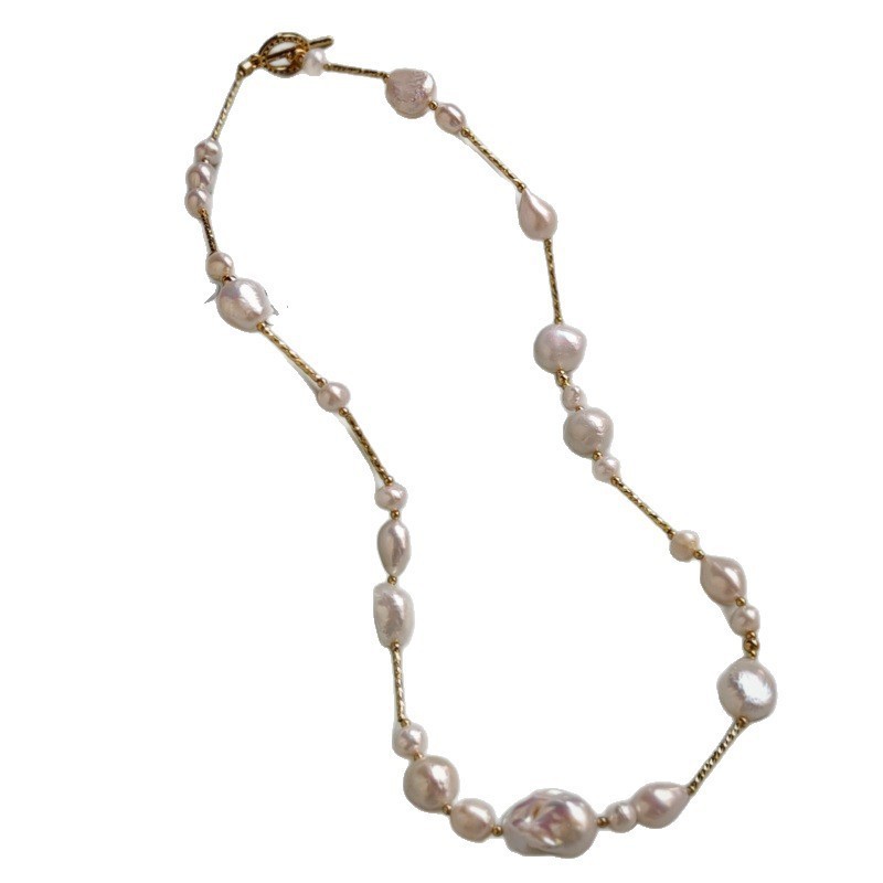Handmade Baroque Pearl Jewelry Set Necklace Bracelet Earrings Women Daily Gift