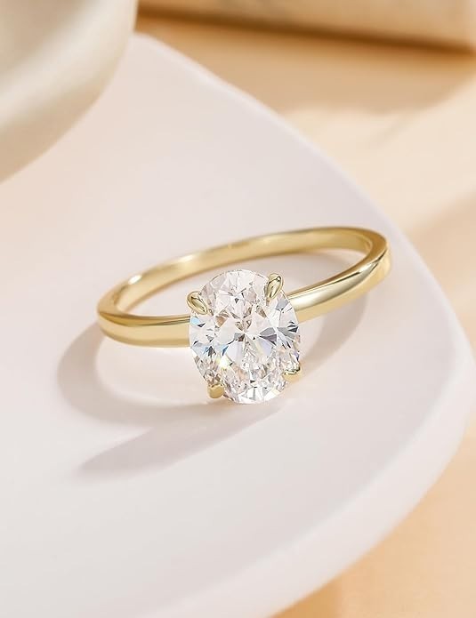 3CT 925 Sterling Silver Engagement Ring Oval Cut Solitaire Promise Rings for Her