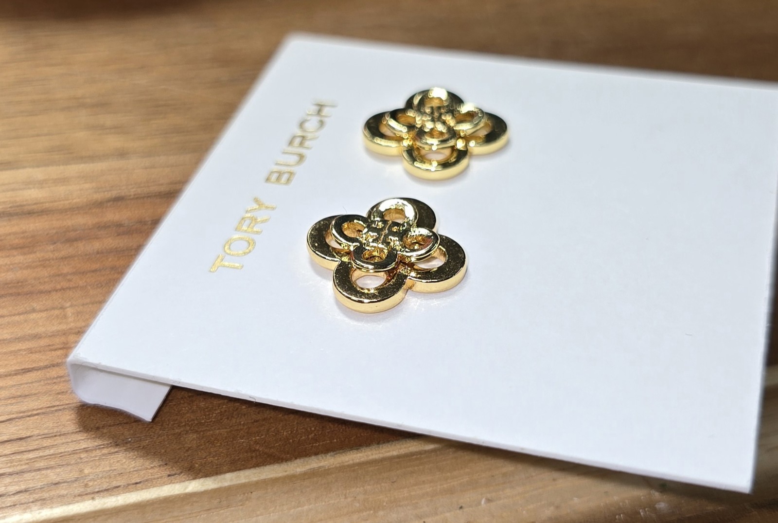 Tory Burch Gold Kira Clover Stud Earrings 18k Gold Plated