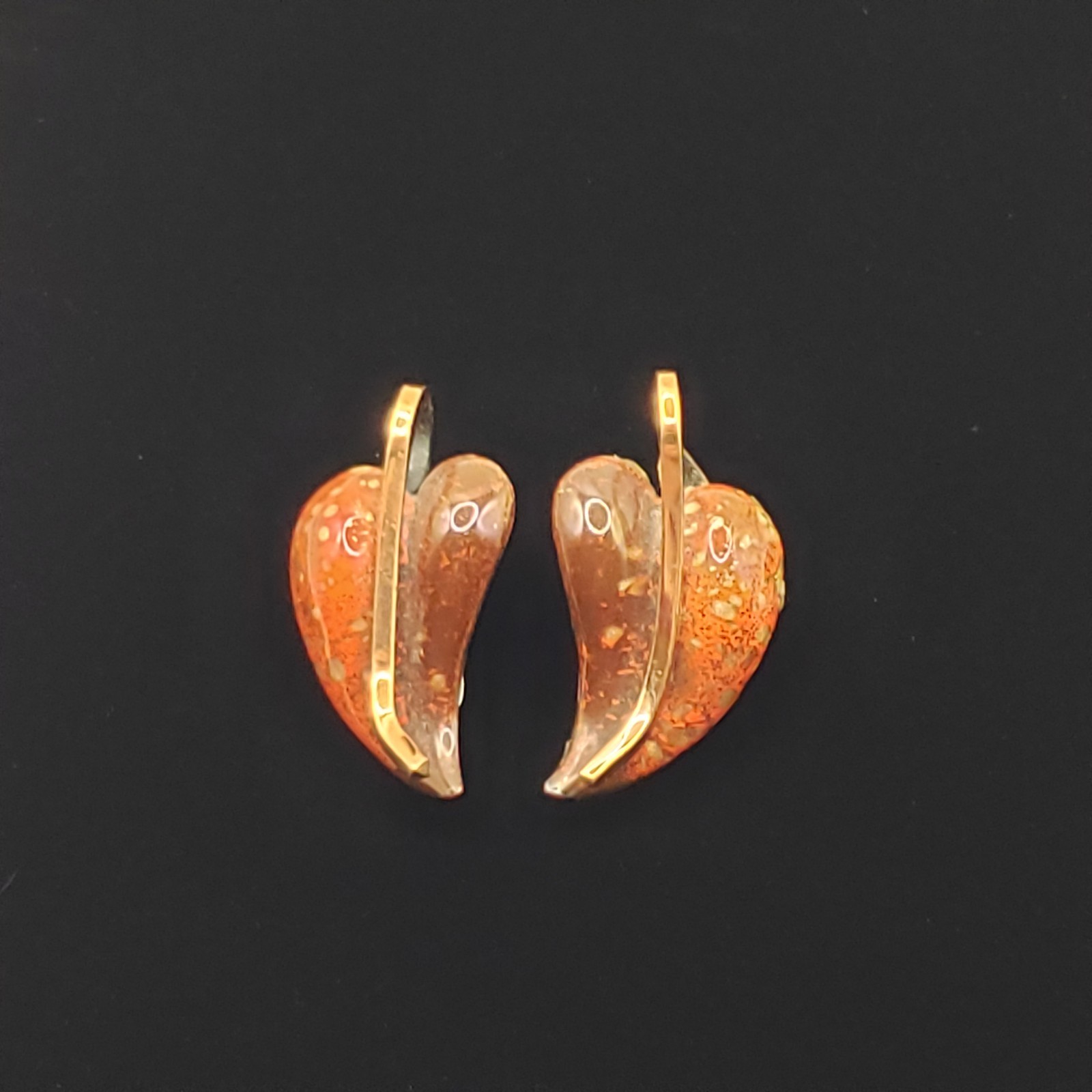 Earrings Clip On Signed Matisse Renoir Copper Enamel Leaf Mid Century Modern