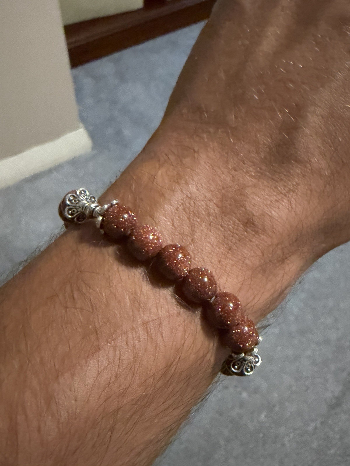 Gold Sandstone Crystal Bead Bracelet