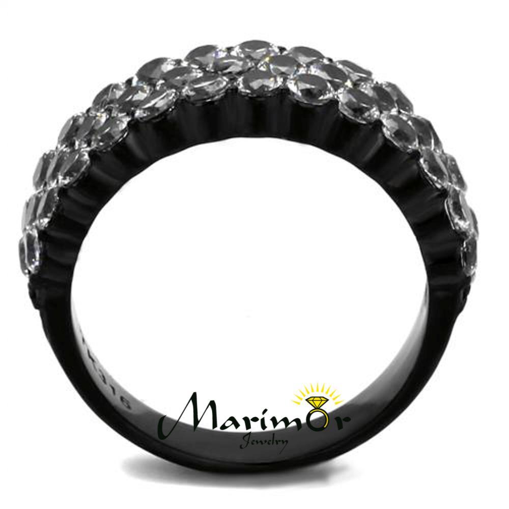2.4 Ct Zirconia Stainless Steel Black Ion Plated Fashion Ring Women’s Sz 5-10