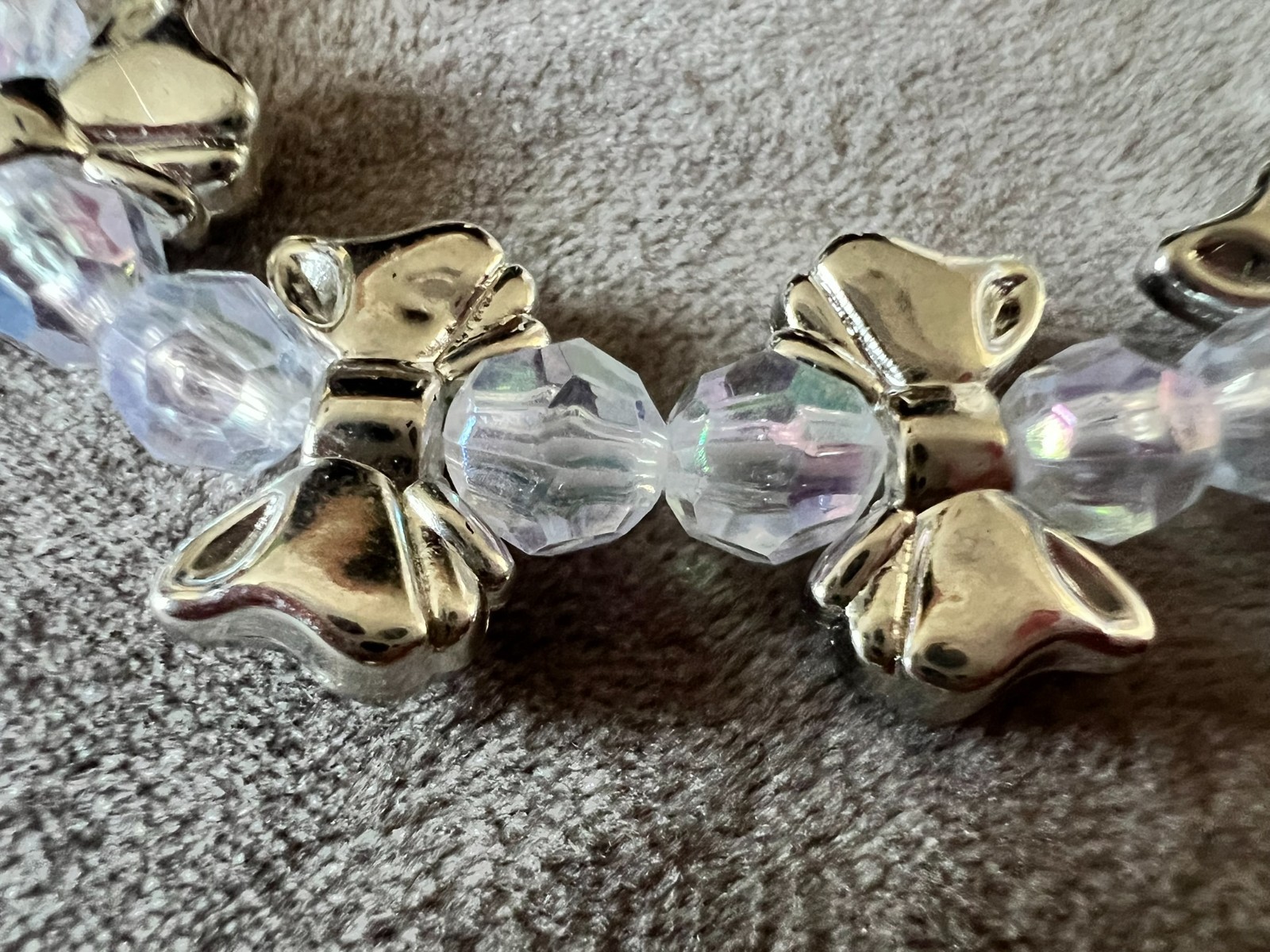 handmade no elastic unique glass beads & silver bowls accents bracelet with zip