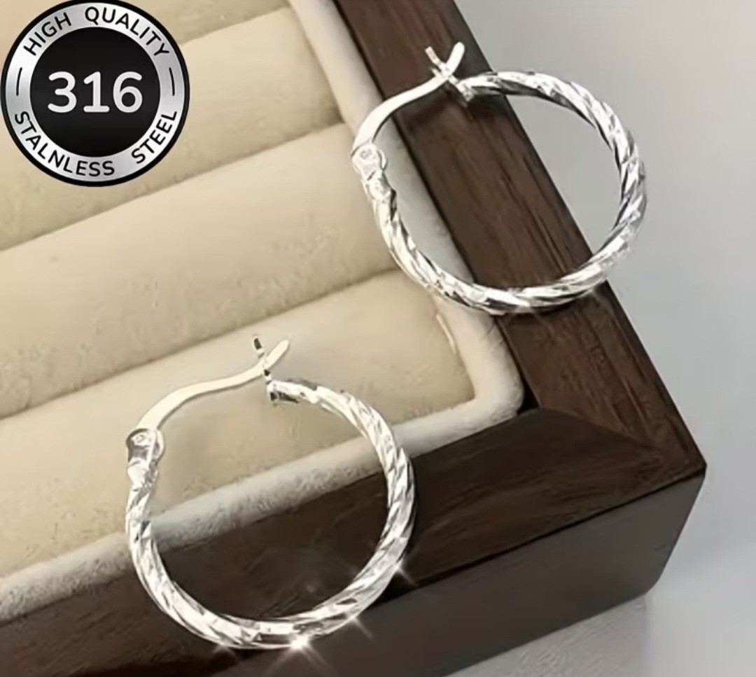 Stainless Steel Hoop Earrings Hypoallergenic Great Gift Free Shipping US Seller