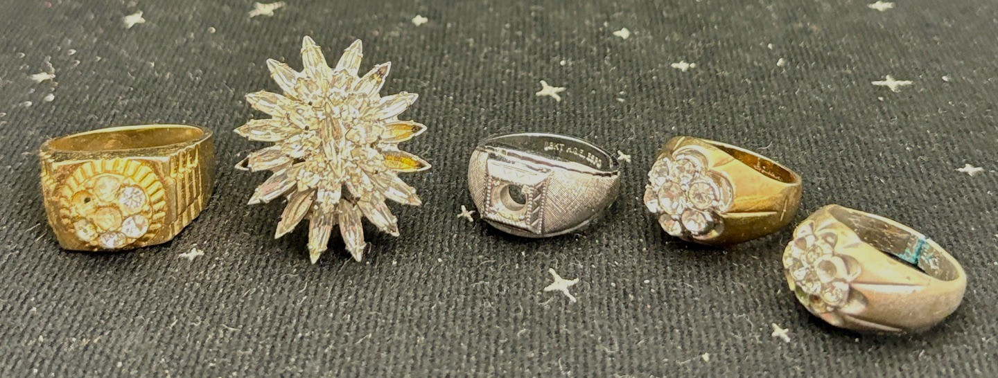 Vintage Cluster Rings Lot Of 5 Various Sizes 7-12 Missing Stones 1 18KT HGE ESPO