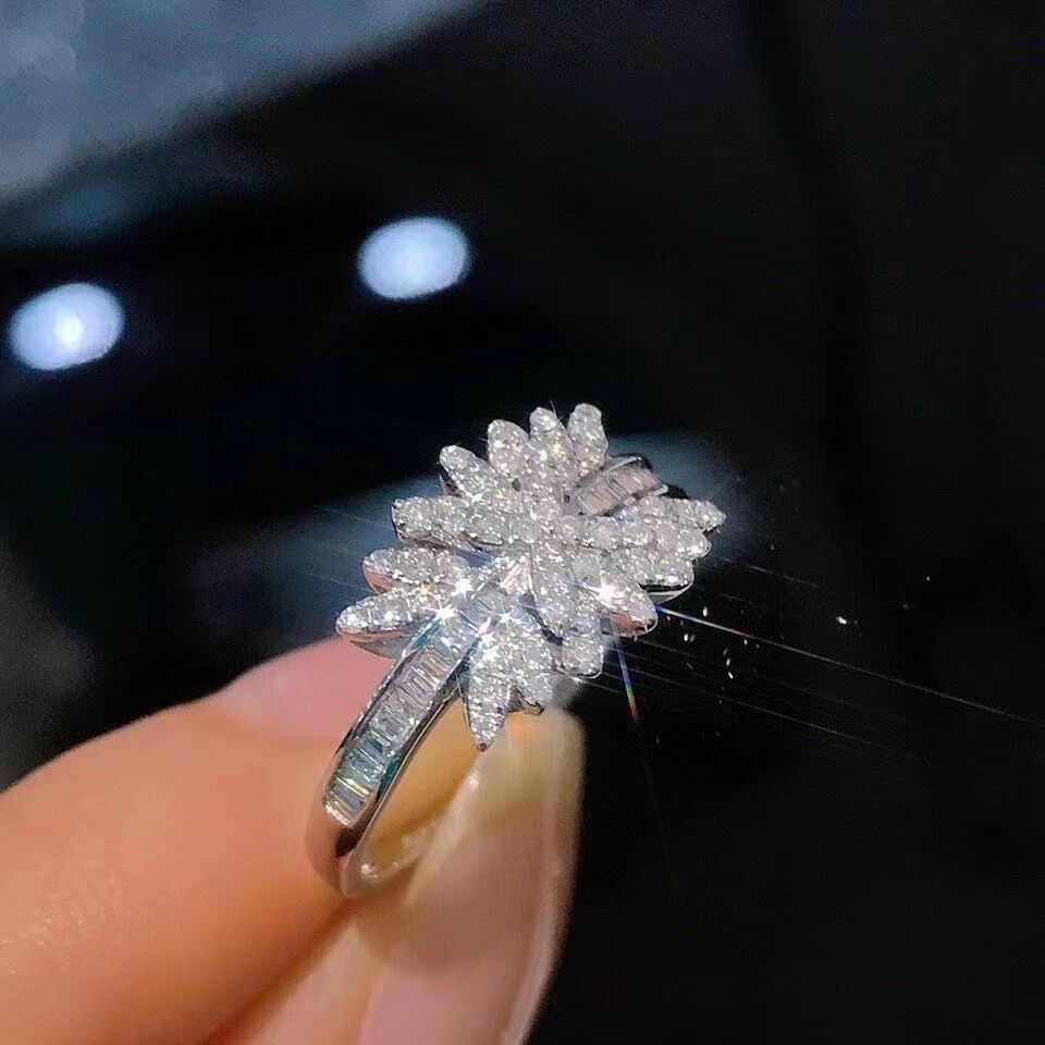 Cluster Ring in 925 sterling silver CZ cluster ring wedding band Engagement