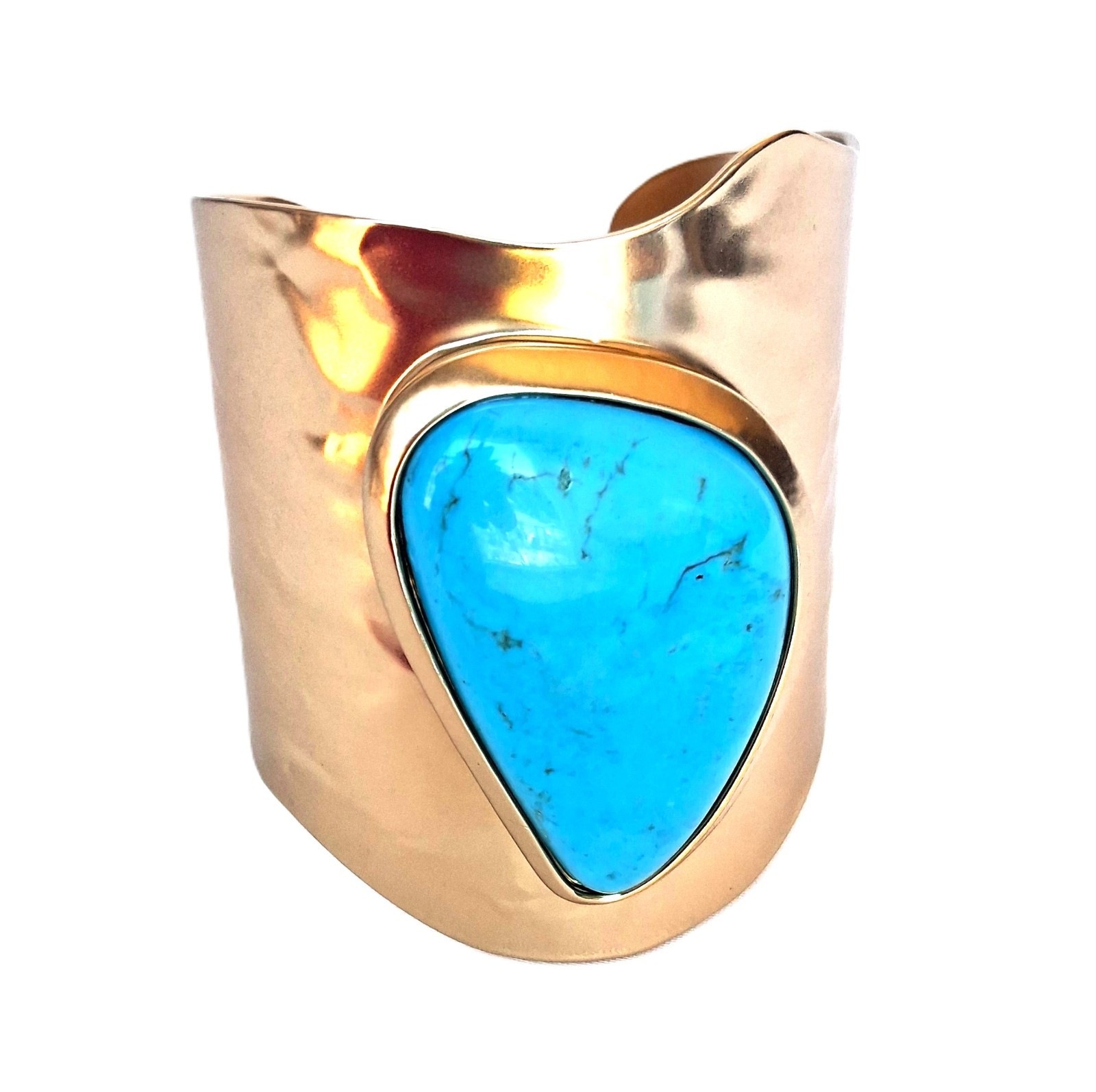 NWT Chicos Howlite Cuff Bracelet Goldtone Nickel Free Metal and Turquoise Color