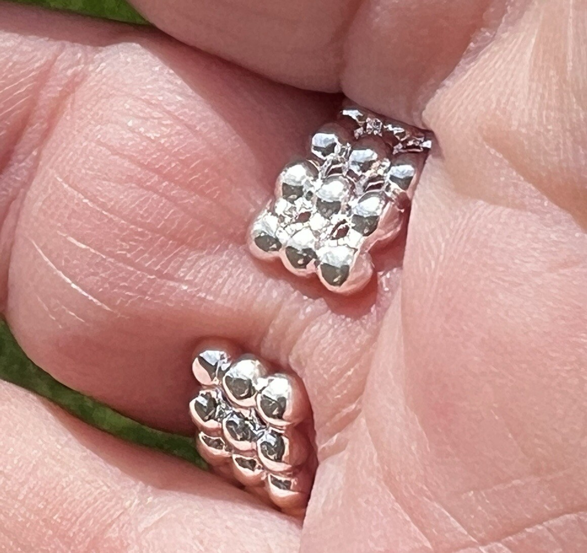 3 Tier Bubble Ball Ring Open Size No Silver Stamp? Selling As Costume Jewellery!