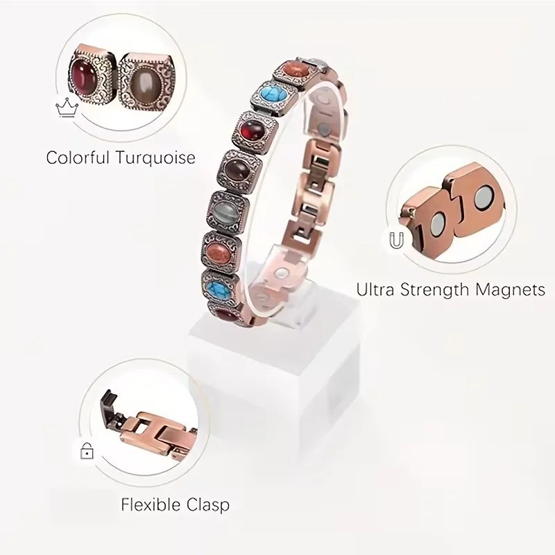 3500 Gauss Magnetic Copper Bracelet Colorful Heart for Women Pain Relief – USA
