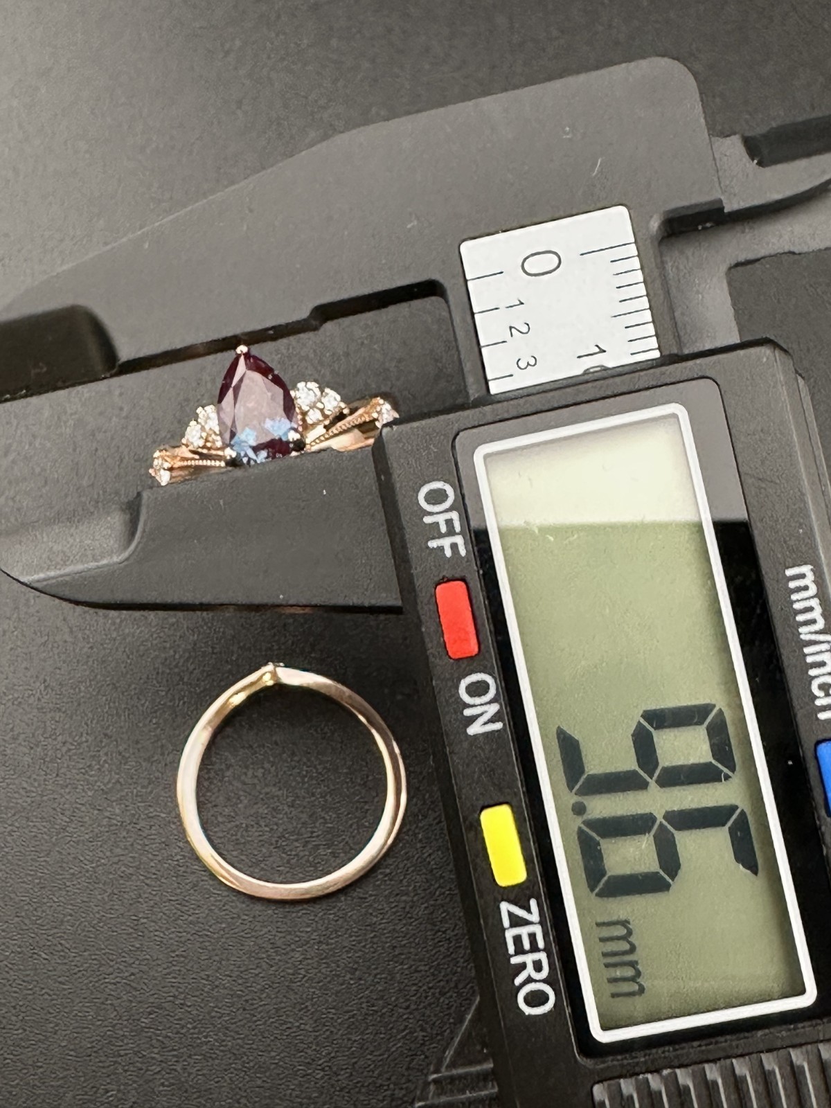 14k Rose Gold Simulated Alexandrite CZ 2pc Ring Set 4.00dwt